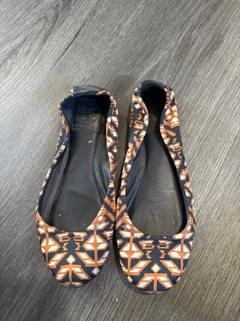 Tory Burch Fabric Aztec Print Ballet Flats Size 6